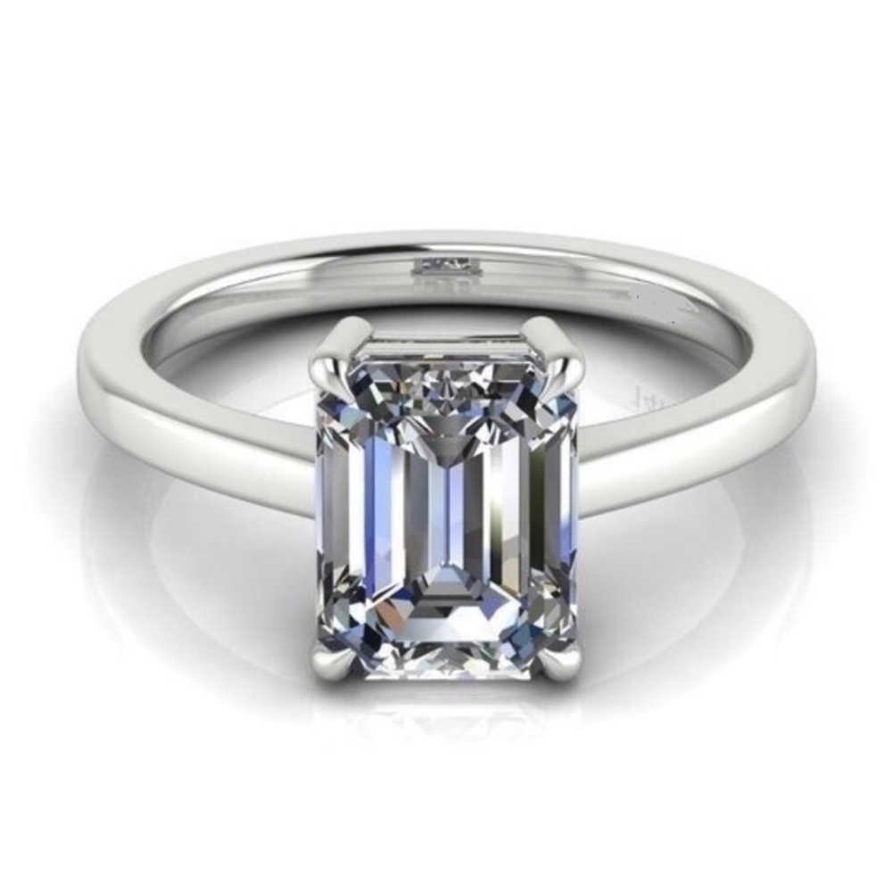 White Gold Princess Cut 2CT Stone Ring - Picture 1 of 4